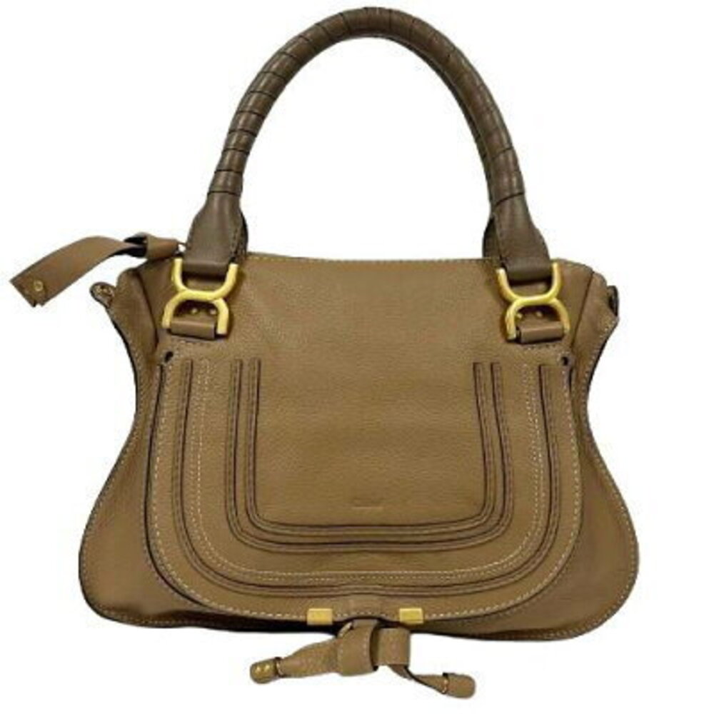 CHLOE Marcie Handbag Leather Bag Beige